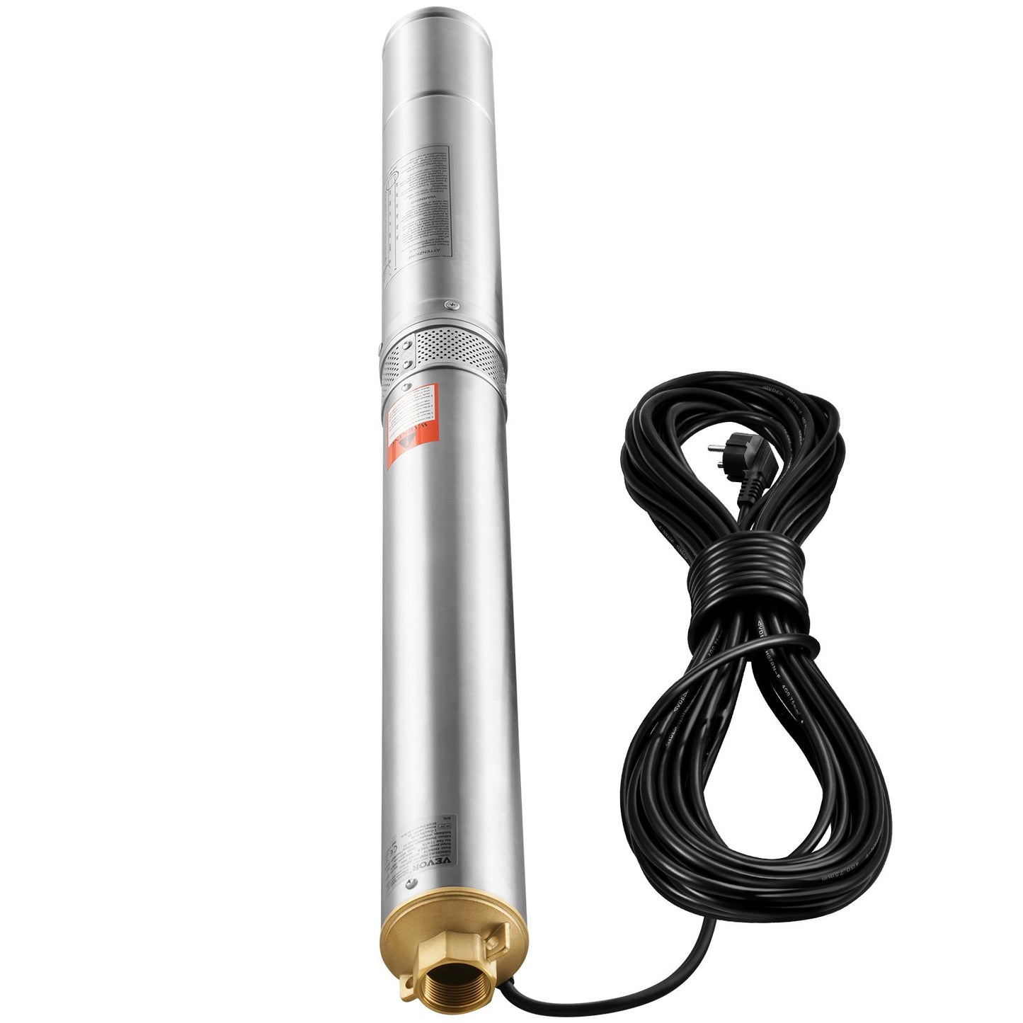 Deep Well Submersible Pump, 2HP/1500W 230V/50Hz, 9.8 m³/h Flow 108 m Head, with 9.1 m Electric Cord, Stainless Steel Water Pumps for Industrial, Irrigation & Home Use, IP68 Waterproof Grade