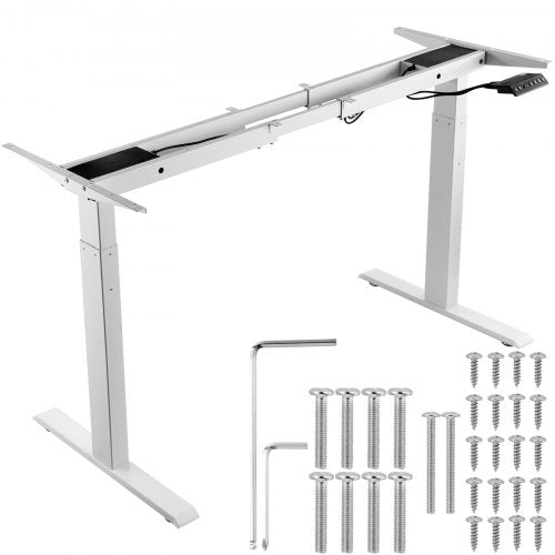 Standing Desk Frame Dual Motor, Adjustable 27.6"-46.1"/70-117 cm Height & 43.3"-70.1"/110-178 cm Length Electric Stand Up Computer Desk Legs, Ergonomic DIY Workstation Base for Home and Office (White Frame Only)