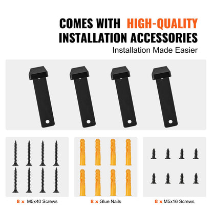 Shelf Bracket, Heavy Duty Floating Shelf Brackets 10 x 6 in, 4 Pcs Brackets for Shelves, 5mm Thick Matte Black L Shelf Bracket,Steel Shelving Brackets with 160 lbs Load Capacity