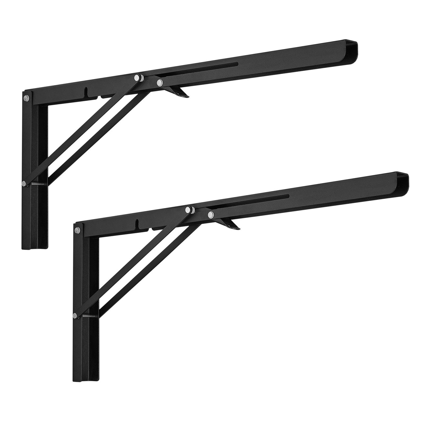Shelf Bracket Foldable, 24” L 2 Pcs , Heavy Duty Floating Shelf Brackets, Brackets for Shelves, 5mm Thick Matte Black L Shelf Bracket,Steel Shelving Brackets with 300 lbs Load Capacity