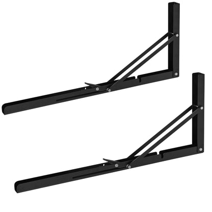Shelf Bracket Foldable, 24” L 2 Pcs , Heavy Duty Floating Shelf Brackets, Brackets for Shelves, 5mm Thick Matte Black L Shelf Bracket,Steel Shelving Brackets with 300 lbs Load Capacity