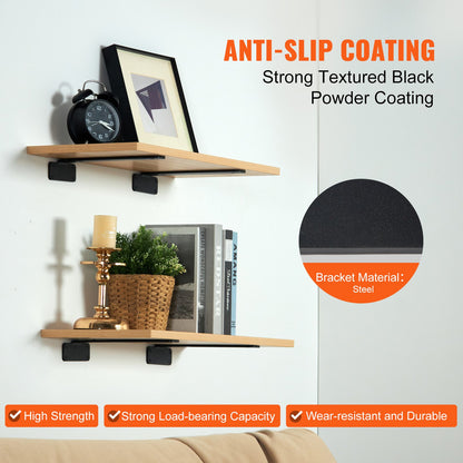 Shelf Bracket, 12”L x 4”W x 1.6”H 6 Pcs, Heavy Duty Floating Shelf Brackets, Brackets for Shelves, 5mm Thick Matte Black L Shelf Bracket,Steel Shelving Brackets with 160 lbs Load Capacity