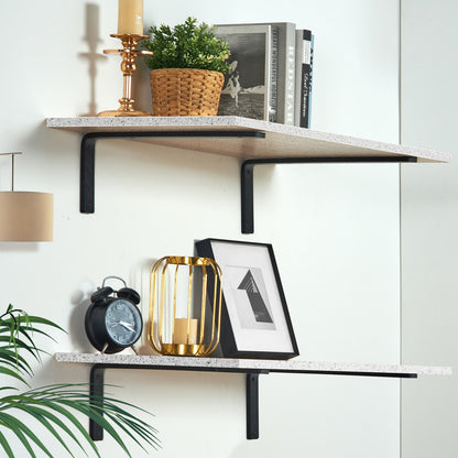 Shelf Bracket, 16 x 6 in 4 Pcs, Heavy Duty Floating Shelf Brackets, Brackets for Shelves, 10mm Thick Matte Black L Shelf Bracket,Steel Shelving Brackets with 160 lbs Load Capacity