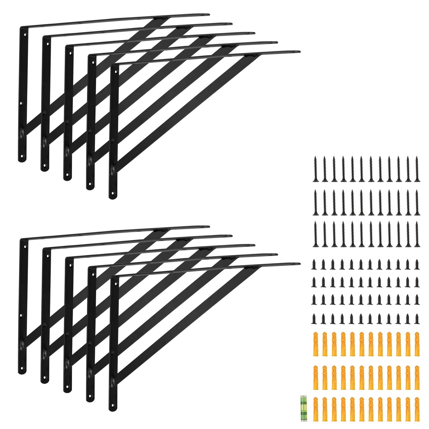 Shelf Bracket, 12 x 8 in 10 Pcs, Heavy Duty Floating Shelf Brackets, Brackets for Shelves, 3mm Thick Matte Black Triangle Shelf Bracket,Steel Shelving Brackets with 160 lbs Load Capacity