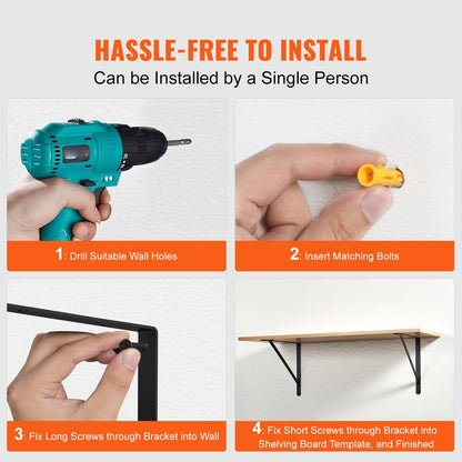 Shelf Bracket, 18 x 12 in 12 Pcs, Heavy Duty Floating Shelf Brackets, Brackets for Shelves, 3mm Thick Matte Black Triangle Shelf Bracket,Steel Shelving Brackets with 160 lbs Load Capacity