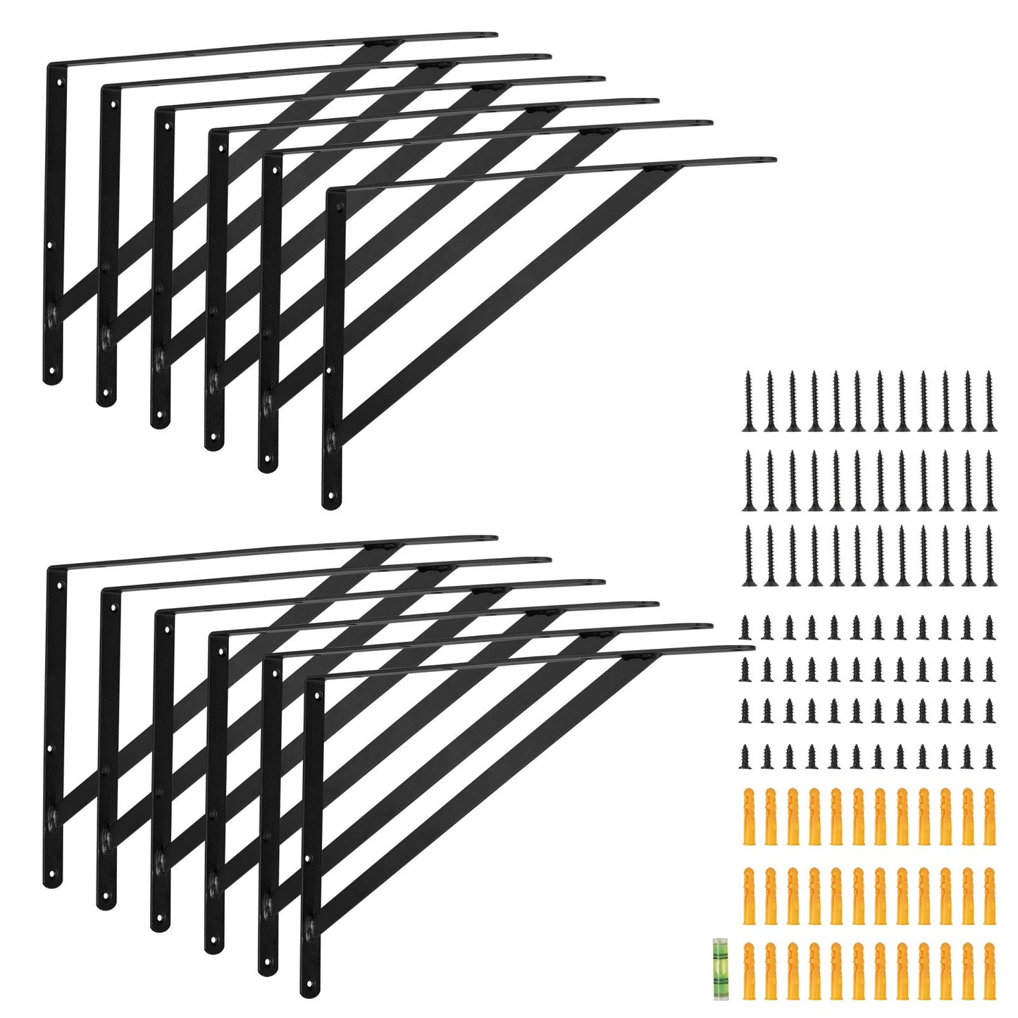 Shelf Bracket, 18 x 12 in 12 Pcs, Heavy Duty Floating Shelf Brackets, Brackets for Shelves, 3mm Thick Matte Black Triangle Shelf Bracket,Steel Shelving Brackets with 160 lbs Load Capacity