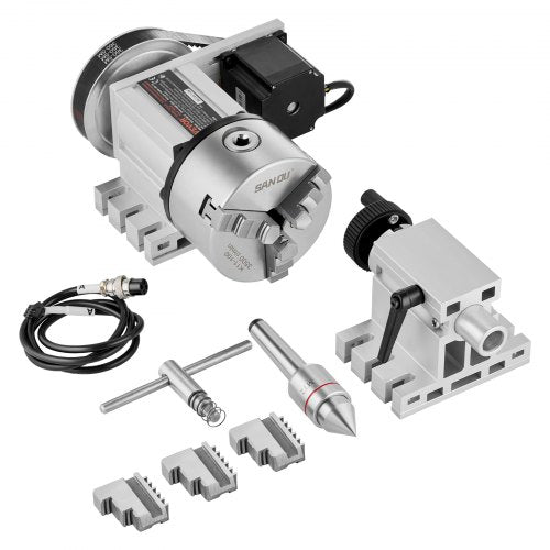 Dividing Head, K11-100mm 3-Jaw Chuck, CNC Router Milling Machine Rotational Axis 4th Axis A Axis Indexing Head, 66 mm(2.6")/65 mm Center Height MT2 Tailstock 6:1 Gear Ratio, Universal for Engraving