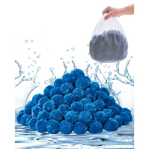 Pool Filter Balls for Sand Filter, 0.7 kg/1.5 lbs, Filter Balls Replace Pool Filter Sand, Reusable Blue Polyester Fiber Filter Media with Wash Bag, for Swimming Pool Aquarium Tank Above Ground Pool