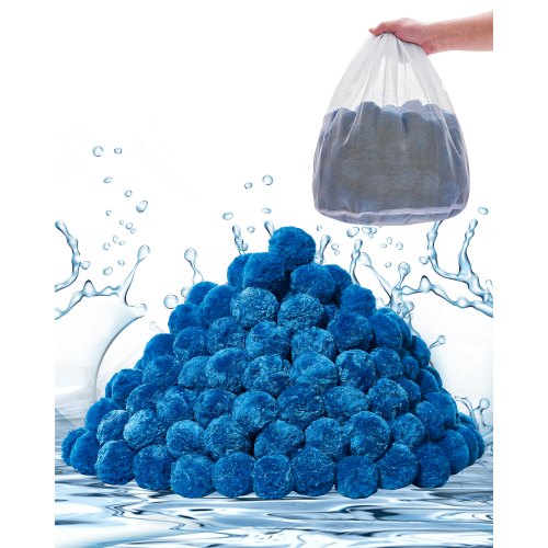 Pool Filter Balls for Sand Filter, 1.4 kg/3.1 lbs, Filter Balls Replace Pool Filter Sand, Reusable Blue Polyester Fiber Filter Media with Wash Bag, for Swimming Pool Aquarium Tank Above Ground Pool