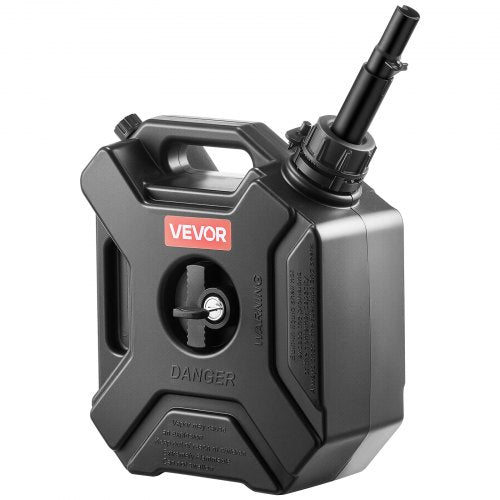 Fuel Container, 5 L, Gas Can with Spout and Lockable Bracket, 15 L/min Max Flow Rate, Secure & Leak-proof, Portable Flat Fluid Container for Most Cars Motorcycle ATV UTV, Black