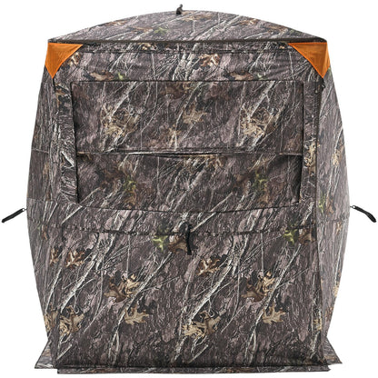 Hunting Blind, 2-3 Person Thermal Ground Blinds with Tri-Leg Chair and Carrying Bag, Portable Camouflage Tent, Durable Concealed Shelter with Silent Zipper Door and Window, for Turkey Deer