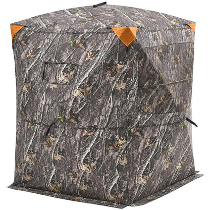 Hunting Blind, 2-3 Person Thermal Ground Blinds with Tri-Leg Chair and Carrying Bag, Portable Camouflage Tent, Durable Concealed Shelter with Silent Zipper Door and Window, for Turkey Deer
