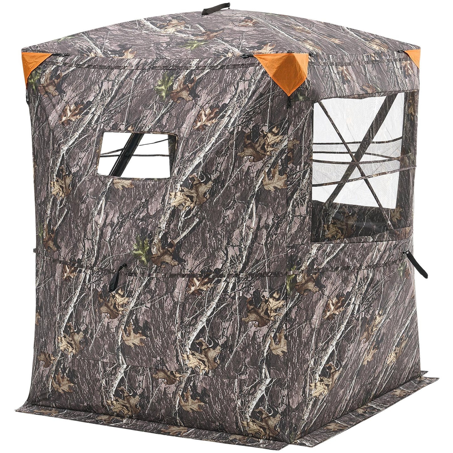 Hunting Blind, 2-3 Person Thermal Ground Blinds with Tri-Leg Chair and Carrying Bag, Portable Camouflage Tent, Durable Concealed Shelter with Silent Zipper Door and Window, for Turkey Deer