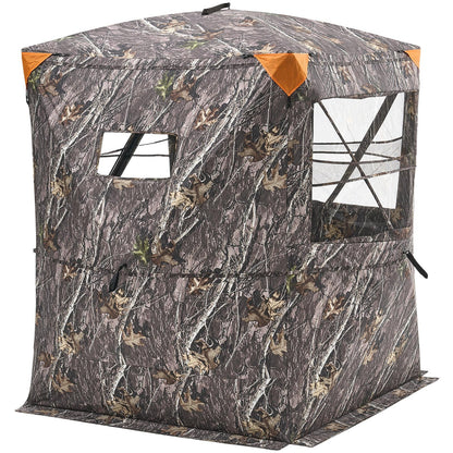 Hunting Blind, 2-3 Person Thermal Ground Blinds with Tri-Leg Chair and Carrying Bag, Portable Camouflage Tent, Durable Concealed Shelter with Silent Zipper Door and Window, for Turkey Deer