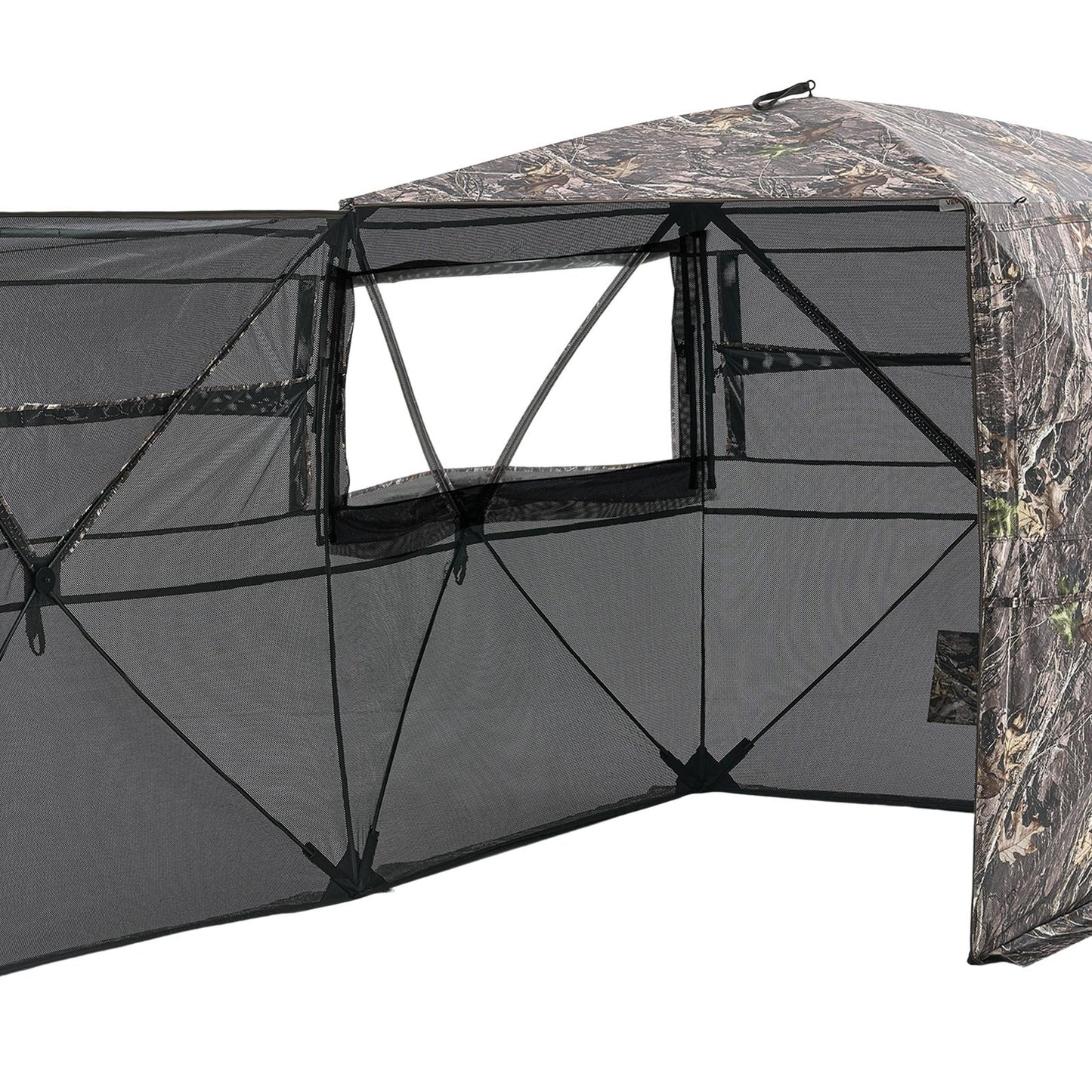Hunting Blind, 4-5 Person See Through Ground Blinds with Carrying Bag, 360 Degree Portable Camouflage Tent, Durable Concealed Shelter with Silent Zipper Door and Window, for Turkey and Deer