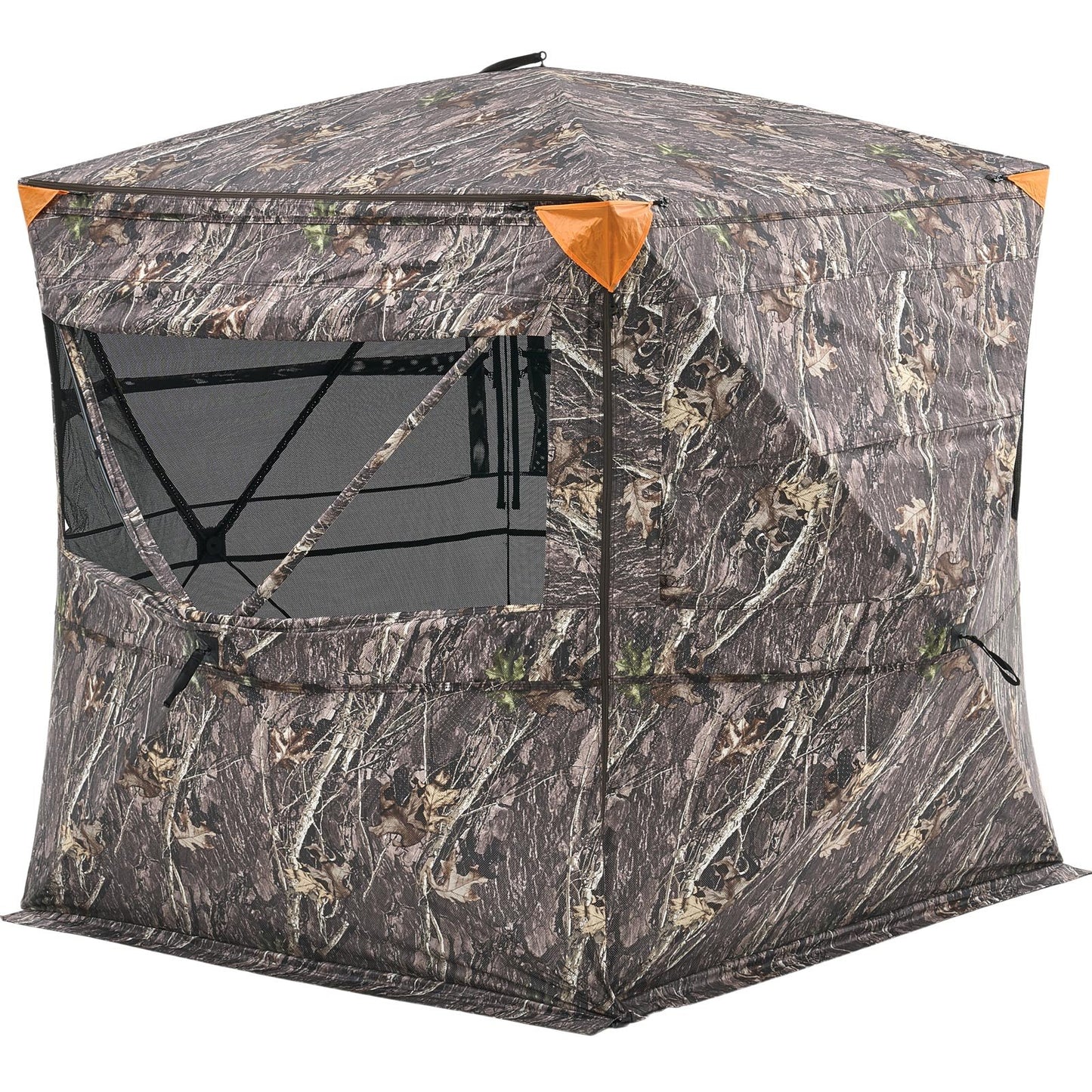 Hunting Blind, 4-5 Person See Through Ground Blinds with Carrying Bag, 360 Degree Portable Camouflage Tent, Durable Concealed Shelter with Silent Zipper Door and Window, for Turkey and Deer