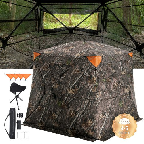 Hunting Blind 270° See Through Ground Blind One-Way Mesh for 4-5 Person
