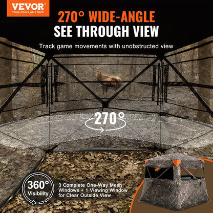 Hunting Blind 270° See Through Ground Blind One-Way Mesh for 4-5 Person
