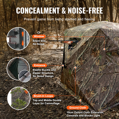Hunting Blind 270° See Through Ground Blind One-Way Mesh for 4-5 Person