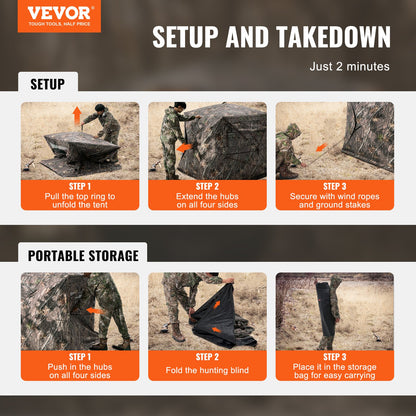 Hunting Blind 270° See Through Ground Blind One-Way Mesh for 4-5 Person