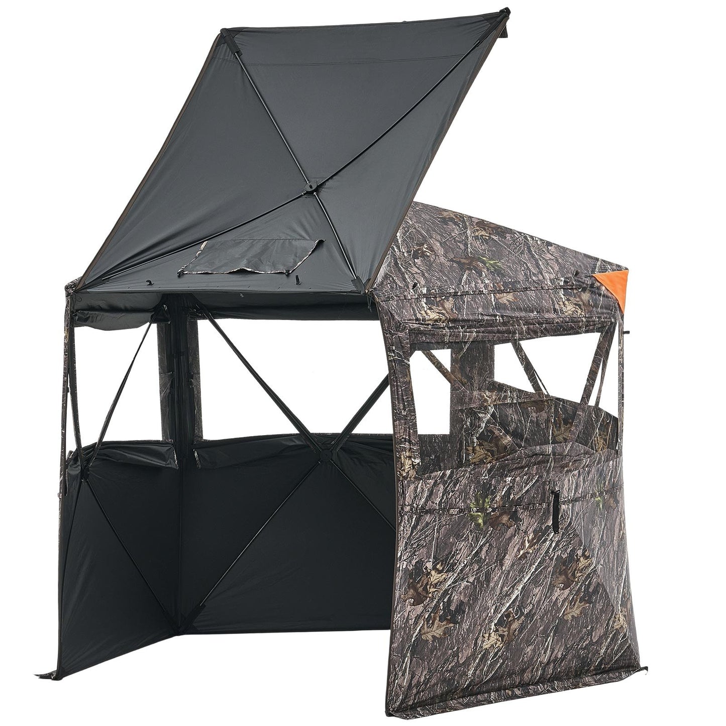 Hunting Blind, 6-7 Person Ground Blinds with Carrying Bag, Portable Camouflage Tent, Reinforced Durable Concealed Shelter with Silent Zipper Door and Window, for Turkey and Deer