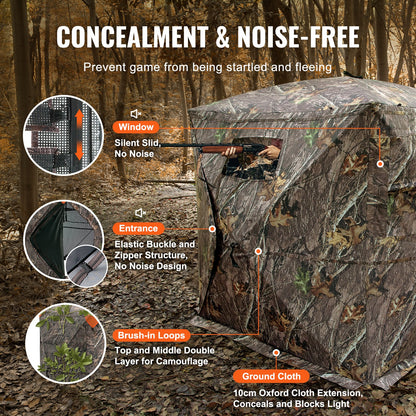 Hunting Blind 270° See Through Ground Blind One-Way Mesh for 1-2 Person