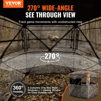 Hunting Blind 270° See Through Ground Blind One-Way Mesh for 2-3 Person