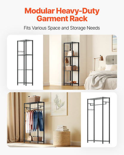 Clothing Garment Rack, Heavy Duty Clothes Rack, Freestanding Clothes Racks with Steel Frame, 363 kg Load Capacity Closet Wardrobe with Storage Shelves for Bedroom, Clothing Store, Hallway