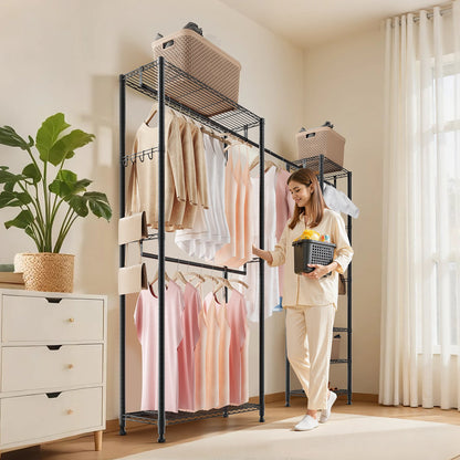 Clothing Garment Rack, Heavy Duty Clothes Rack, Freestanding Clothes Racks with Steel Frame, 363 kg Load Capacity Closet Wardrobe with Storage Shelves for Bedroom, Clothing Store, Hallway