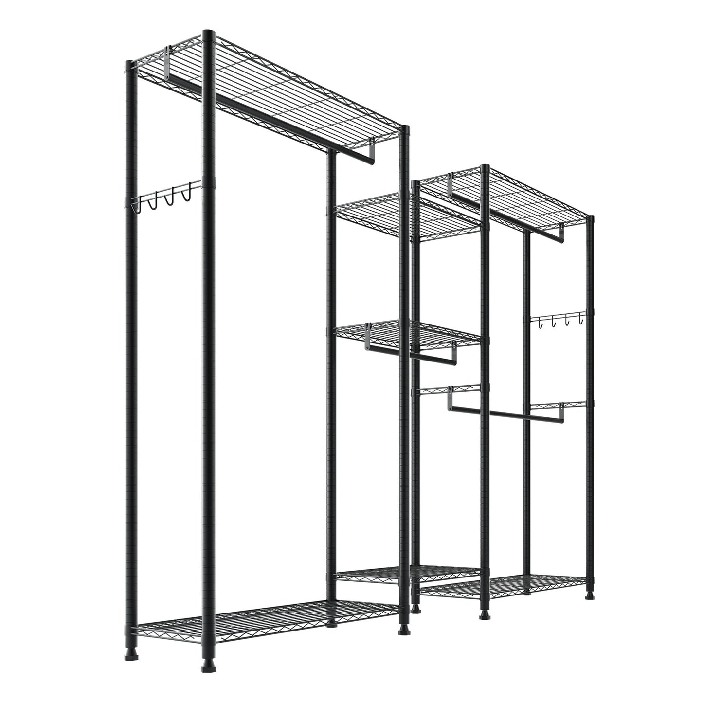 Clothing Garment Rack, Heavy Duty Closet Wardrobe, 7 Adjustable Tiers Clothes Racks with Steel Frame, 385.5 kg Load Capacity Clothes Rack with 4 Hanging Rods for Bedroom, Clothing Store, Hallway