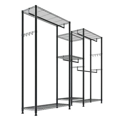 Clothing Garment Rack, Heavy Duty Closet Wardrobe, 7 Adjustable Tiers Clothes Racks with Steel Frame, 385.5 kg Load Capacity Clothes Rack with 4 Hanging Rods for Bedroom, Clothing Store, Hallway