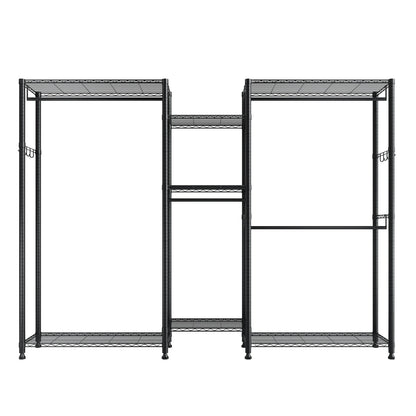 Clothing Garment Rack, Heavy Duty Closet Wardrobe, 7 Adjustable Tiers Clothes Racks with Steel Frame, 385.5 kg Load Capacity Clothes Rack with 4 Hanging Rods for Bedroom, Clothing Store, Hallway