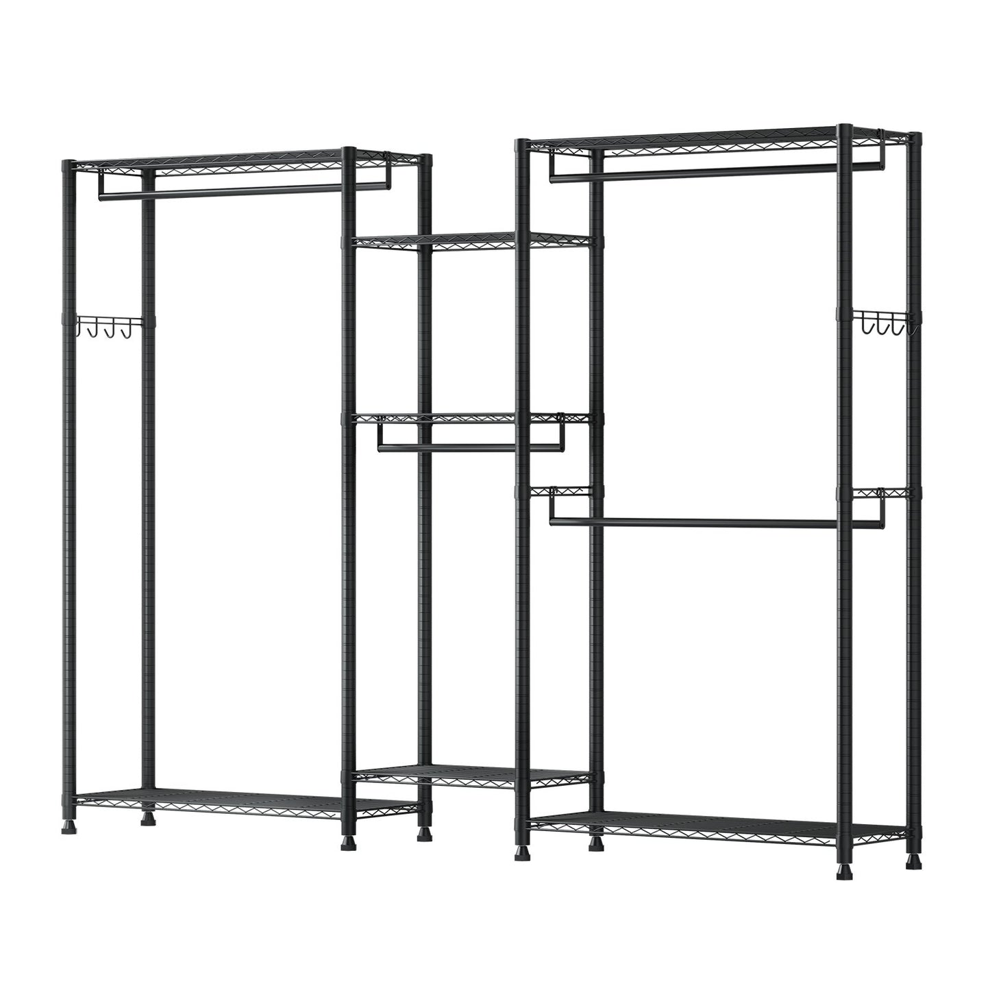 Clothing Garment Rack, Heavy Duty Closet Wardrobe, 7 Adjustable Tiers Clothes Racks with Steel Frame, 385.5 kg Load Capacity Clothes Rack with 4 Hanging Rods for Bedroom, Clothing Store, Hallway