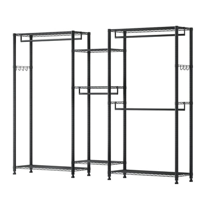 Clothing Garment Rack, Heavy Duty Closet Wardrobe, 7 Adjustable Tiers Clothes Racks with Steel Frame, 385.5 kg Load Capacity Clothes Rack with 4 Hanging Rods for Bedroom, Clothing Store, Hallway