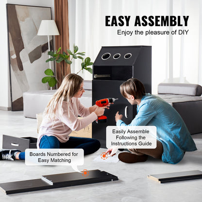 Salon Storage Cabinet, Barber Salon Station for Hair Stylist, Hair Stylist Station Set, with 3 Hair Dryer Holders, Cabinets, and A Drawer, Black