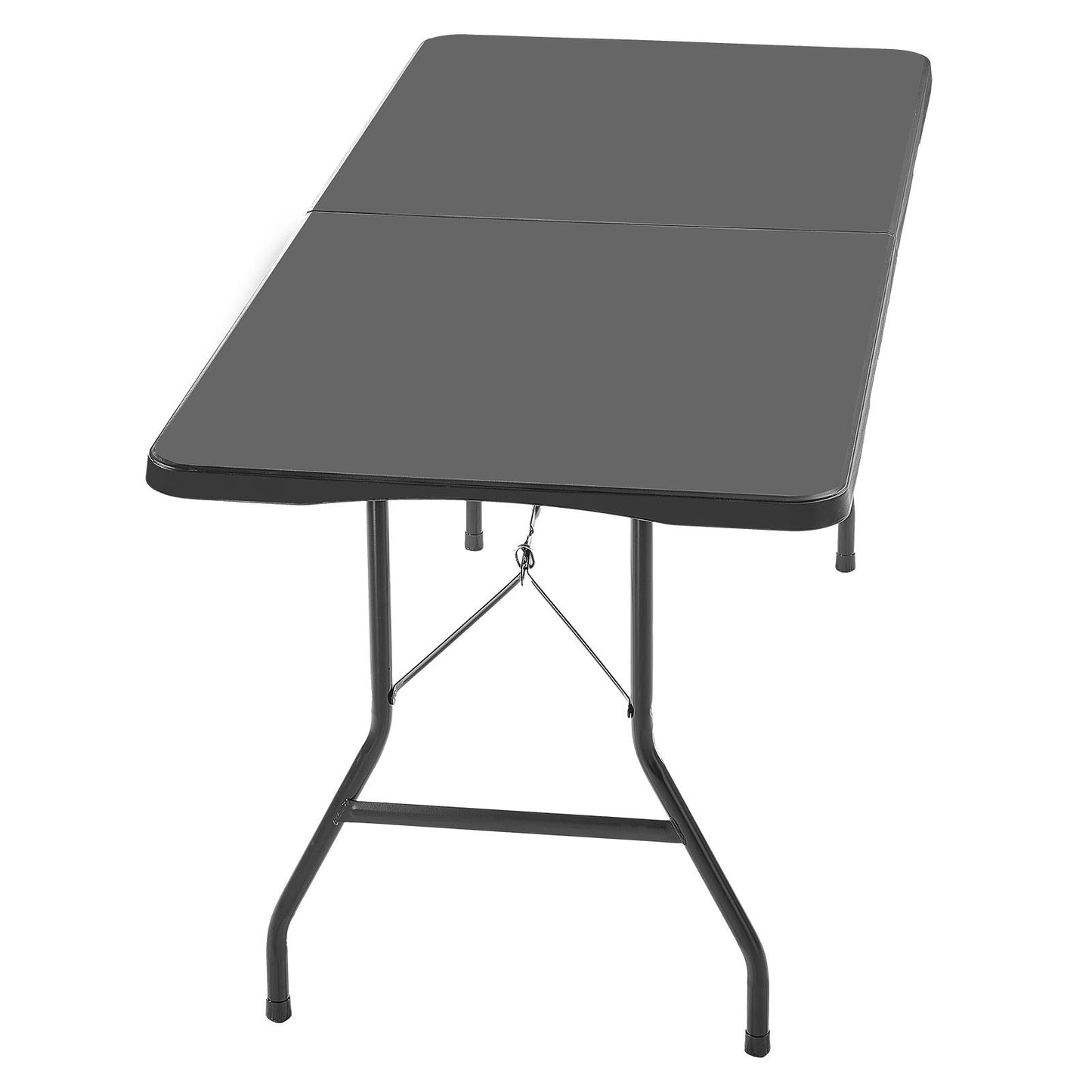 Folding Table, 6 Ft Heavy Duty Portable Fold-in-Half Utility Table, Indoor Outdoor Plastic Rectangle Table with Built in Handle, for Party, Dining, Wedding, Events, Picnic, Camping, Black