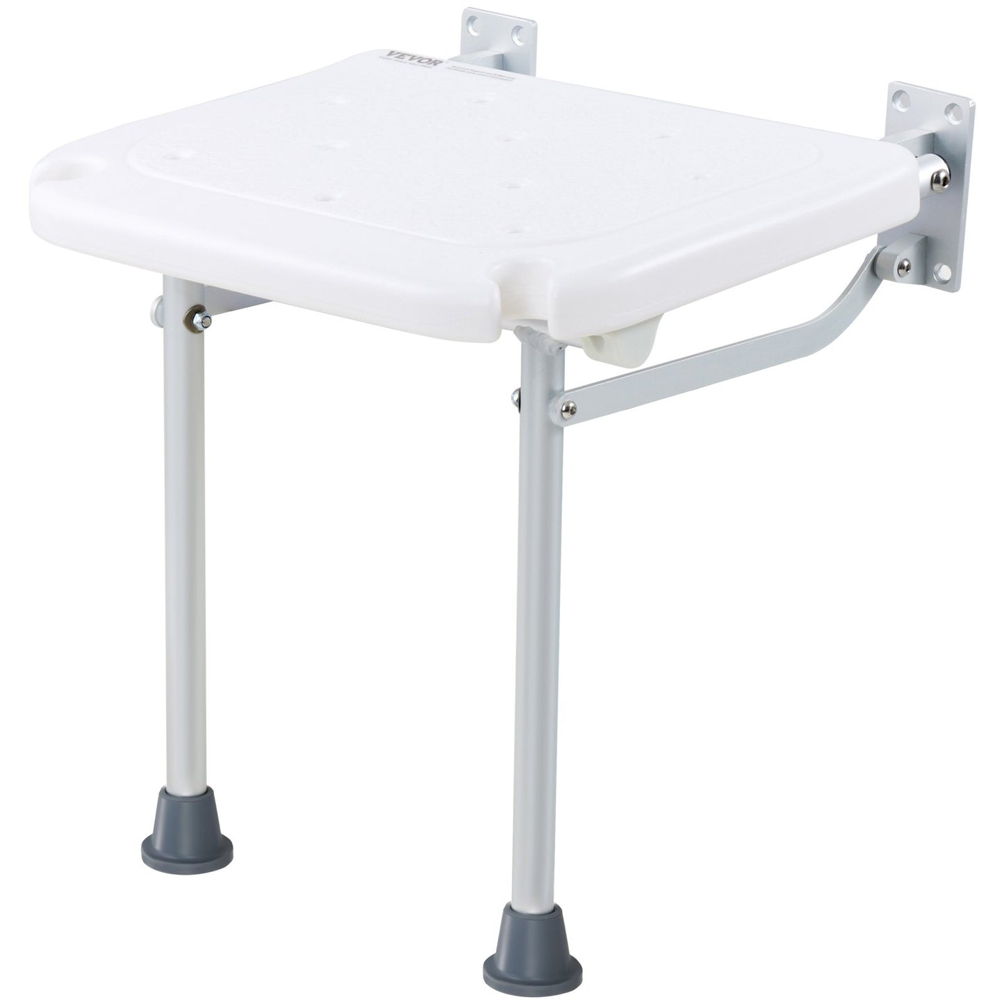 Folding PE Shower Seat, 15.7'' x 14.8'' Unfolded, Wall Mounted Fold Up Shower Bench with 500 lbs Load Capacity, Space Saving Fold Down Shower Chair for Seniors Pregnant Women Children Adults