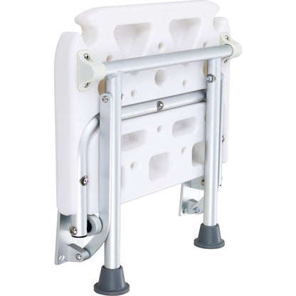 Folding PE Shower Seat, 15.7'' x 14.8'' Unfolded, Wall Mounted Fold Up Shower Bench with 500 lbs Load Capacity, Space Saving Fold Down Shower Chair for Seniors Pregnant Women Children Adults