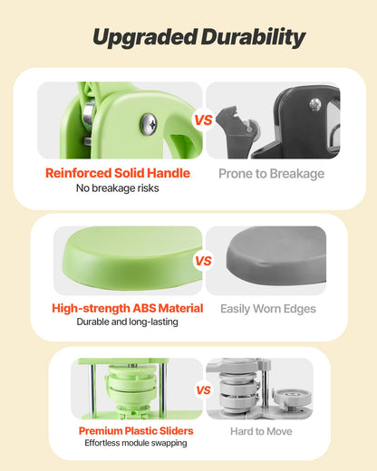 Button Maker Machine, 75 mm, Plastic Pin Maker with 100pcs Button Parts, Circle Cutter and Magic Book, Reinforced Ergonomic Handle, for DIY Badges, Personalized Pins and Key Chains, Green