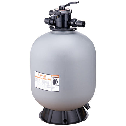 Sand Filter, 24-inch, Up to 65 GPM Flow Rate, Above Inground Swimming Pool Sand Filter System with 7-Way Multi-Port Valve, Filter, Backwash, Rinse, Recirculate, Waste, Winter, Closed Functions