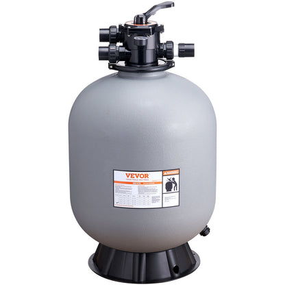 Sand Filter, 24-inch, Up to 65 GPM Flow Rate, Above Inground Swimming Pool Sand Filter System with 7-Way Multi-Port Valve, Filter, Backwash, Rinse, Recirculate, Waste, Winter, Closed Functions