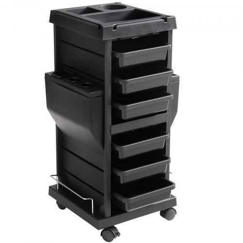 Ultimate Salon Trolley Cart, Lockable Beauty Salon Cart for Stylist with 6 Removable Drawers & Tool Holder, Plastic Hairdressing Rolling Cart with Lockable Wheels for Beauty SPA Barber