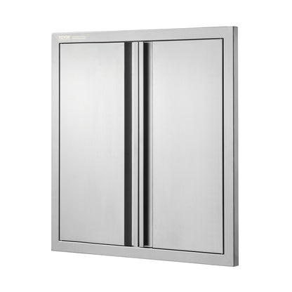 BBQ Access Door, 610x610 mm Double Outdoor Kitchen Door, Stainless Steel Flush Mount Door, Wall Vertical Door with Recessed Handles , for BBQ Island, Grilling Station, Outside Cabinet