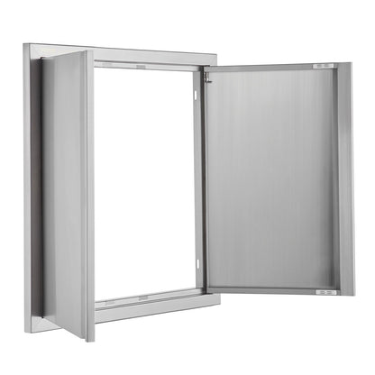 BBQ Access Door, 610x610 mm Double Outdoor Kitchen Door, Stainless Steel Flush Mount Door, Wall Vertical Door with Recessed Handles , for BBQ Island, Grilling Station, Outside Cabinet