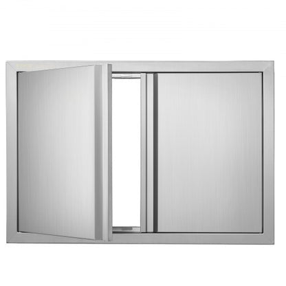 BBQ Access Door, 774x532 mm Double Outdoor Kitchen Door, Stainless Steel Flush Mount Door, Wall Vertical Door with Recessed Handles , for BBQ Island, Grilling Station, Outside Cabinet