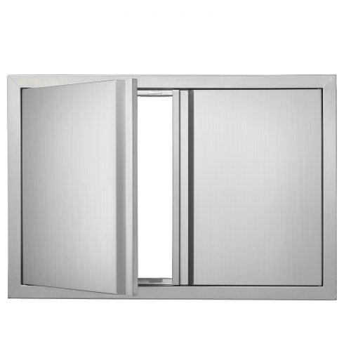 BBQ Access Door, 774x532 mm Double Outdoor Kitchen Door, Stainless Steel Flush Mount Door, Wall Vertical Door with Recessed Handles , for BBQ Island, Grilling Station, Outside Cabinet