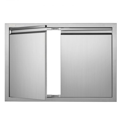 BBQ Access Door, 762x532 mm Double Outdoor Kitchen Door, Stainless Steel Flush Mount Door, Wall Vertical Door with Recessed Handles , for BBQ Island, Grilling Station, Outside Cabinet