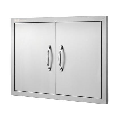BBQ Access Door, 711x482 mm Double Outdoor Kitchen Door, Stainless Steel Flush Mount Door, Wall Vertical Door with Handles, for BBQ Island, Grilling Station, Outside Cabinet