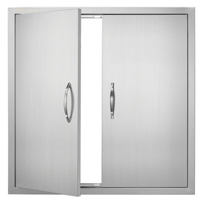 BBQ Access Door, 790x790 mm Double Outdoor Kitchen Door, Stainless Steel Flush Mount Door, Wall Vertical Door with Handles, for BBQ Island, Grilling Station, Outside Cabinet