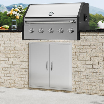 BBQ Access Door, 790x790 mm Double Outdoor Kitchen Door, Stainless Steel Flush Mount Door, Wall Vertical Door with Handles, for BBQ Island, Grilling Station, Outside Cabinet